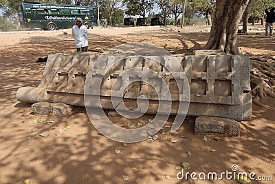 Monolithic Stone Door, The Royal Enclosure, Hampi, near Hospete, Karnataka, India Editorial Stock Photo