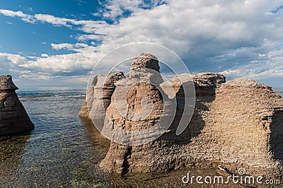 Monoliths close view in Mingan Stock Photo