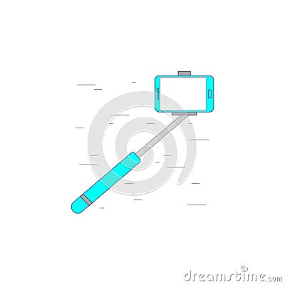 Monopad selfie stick icon or illustration in outline style Vector Illustration