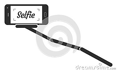 Monopod Selfie Portrait Smartphone App Vector Illustration Vector Illustration