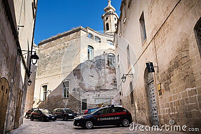 Carabinieri police cars stand in historical centre in Monopoli, Italy Editorial Stock Photo