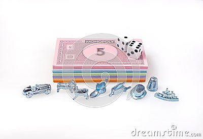 Monopoly Money And Tokens Editorial Stock Photo