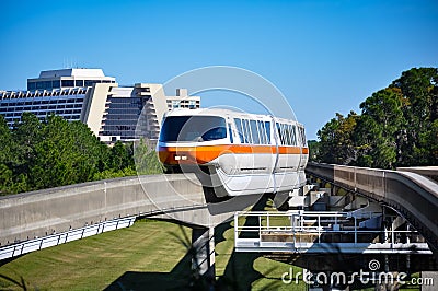 The monorail and the contemporary resort at Disney World Editorial Stock Photo