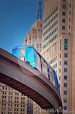 Monorail train in Detroit Stock Photo