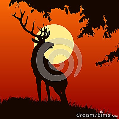 Monotonic illustration of an elk Vector Illustration