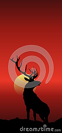 Monotonic illustration of an elk Vector Illustration