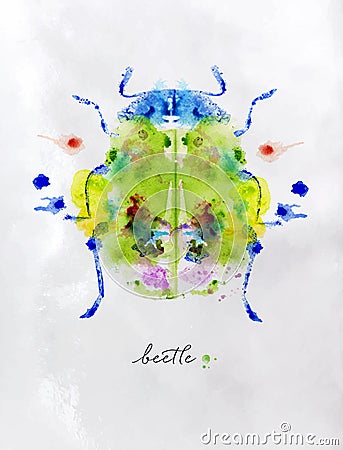 Monotype colorful beetle Vector Illustration