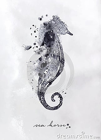 Monotype seahorse black Vector Illustration