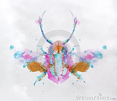 Monotype vivid colorful beetle Vector Illustration