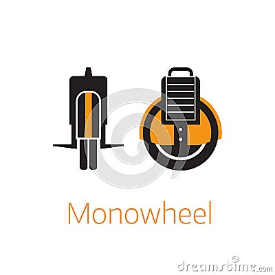 Monowheel Alternative City Transport Icon in Outline Design Vector Illustration