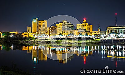 Monroe louisiana city skyline at night Editorial Stock Photo