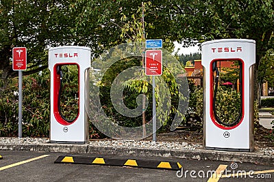 Telsa EV Vehicle Charging Station Editorial Stock Photo