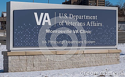 Monroeville, Pennsylvania, USA February 18, 2024 The sign for the Monroeville VA Clinic on Mall Circle Drive Editorial Stock Photo