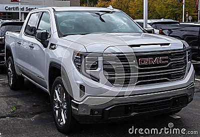 Monroeville, Pennsylvania, USA October 15, 2023 A new GMC pickup truck for sale at a dealership Editorial Stock Photo