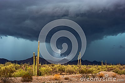 Monsoon thunderstorm with dramatic clouds over the Arizona desert. Stock Photo