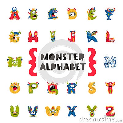 Monster Alphabet. Concept of the primer Vector Illustration