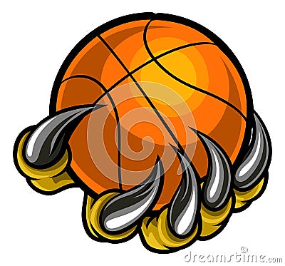 Monster or animal claw holding Basketball Ball Vector Illustration
