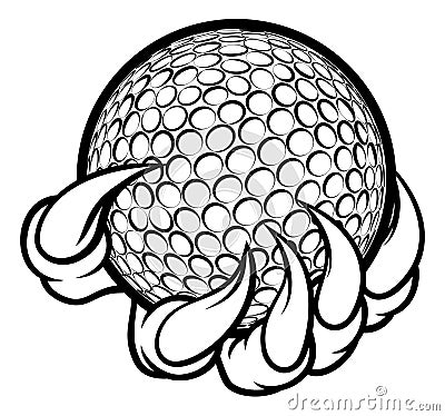 Monster or animal claw holding Golf Ball Vector Illustration