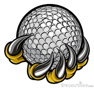 Monster or animal claw holding Golf Ball Vector Illustration