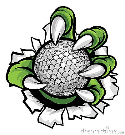 Monster or animal claw holding Golf Ball Vector Illustration