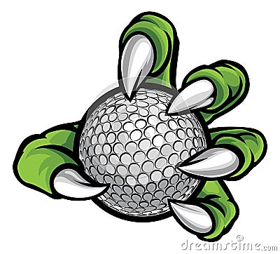 Monster or animal claw holding Golf Ball Vector Illustration