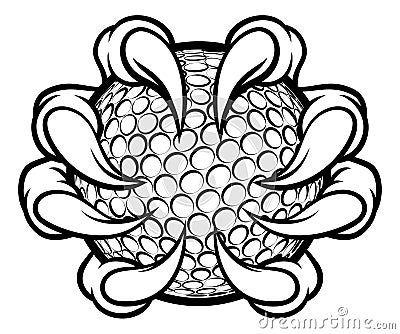 Monster or animal claw holding Golf Ball Vector Illustration