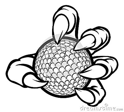 Monster or animal claw holding Golf Ball Vector Illustration