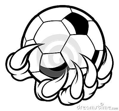 Monster animal claw holding Soccer Football Ball Vector Illustration