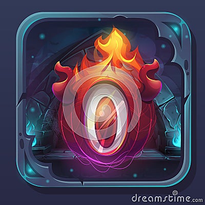 Monster battle GUI icon eldiablo flame Vector Illustration