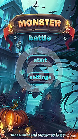 Monster battle GUI start playing field Vector Illustration