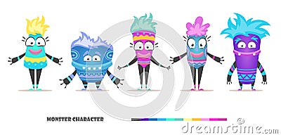 Monster character set Vector Illustration