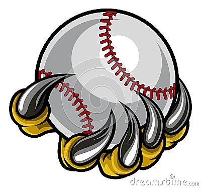 Monster claw holding Baseball Ball Vector Illustration