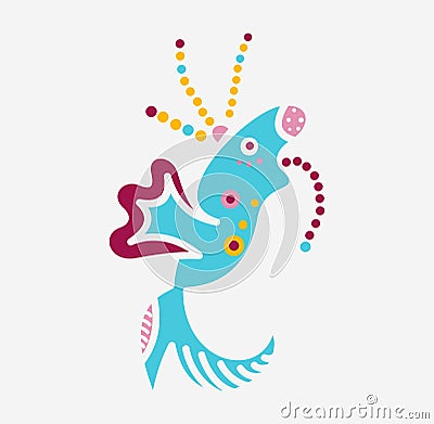 Monster creature essence bacteria virus Logo like fish Vector Illustration