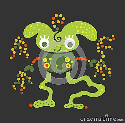 Monster creature essence bacteria virus UFO alien relaxed Vector Illustration