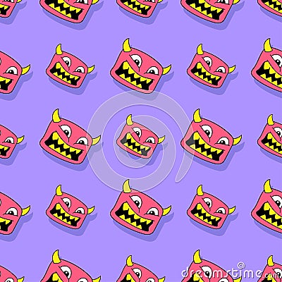 Monster creepy seamless repeat pattern. background illustration Vector Illustration