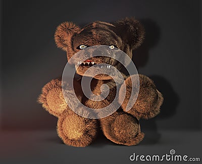 Monster demon horror evil teddy bear 3d rendering Stock Photo