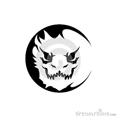 Monster dragon face with danger animal grin Vector Illustration