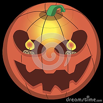 Monster emoji smiley face Halloween pumpkins Vector Illustration