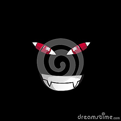 Monster face on black background. Red screwed-up predatory eyes Vector Illustration