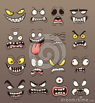 Monster faces Vector Illustration