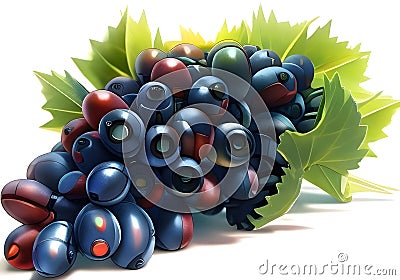 Monster grapes robot fruit style design ai model Stock Photo