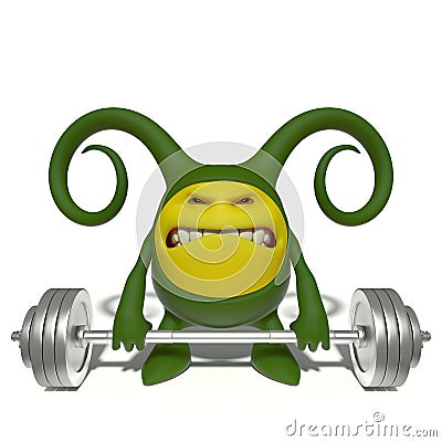 Monster green weight-lifter Stock Photo