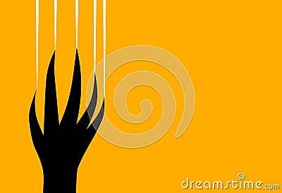 Monster hand scratch on yellow background, Halloween party texture,element template for poster,brochures,online sale marketing Vector Illustration