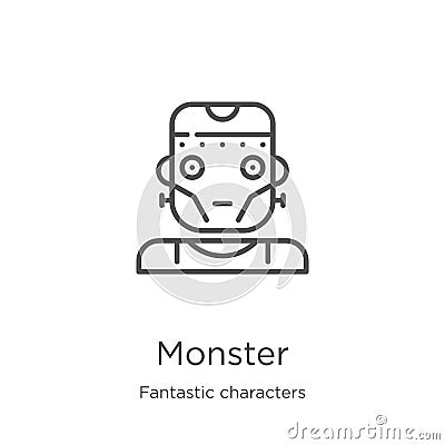 monster icon vector from fantastic characters collection. Thin line monster outline icon vector illustration. Outline, thin line Vector Illustration