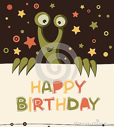 Monster Invitation Card Vector Illustration