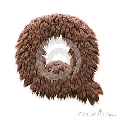 Monster letter Q - Upper-case 3d halloween font - Horror, yeti or sasquatch concept Stock Photo