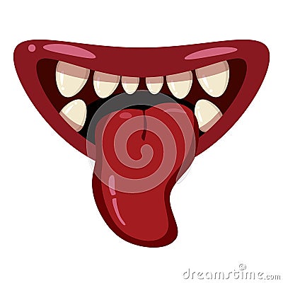 Monster mouth creepy and scary. Funny jaws teeths tongue creatures expression monster horror. Vector isolated Vector Illustration