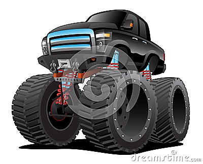 Monster Pickup Truck Cartoon Isolated Vector Illustration Vector Illustration