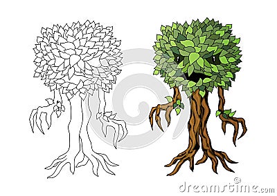 Monster plant illustration. Vector label isolated on white background Vector Illustration