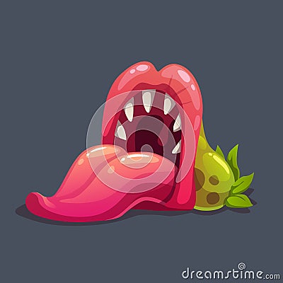 Monster predator plant illustration. Vector fantasy scary flower icon. Vector Illustration